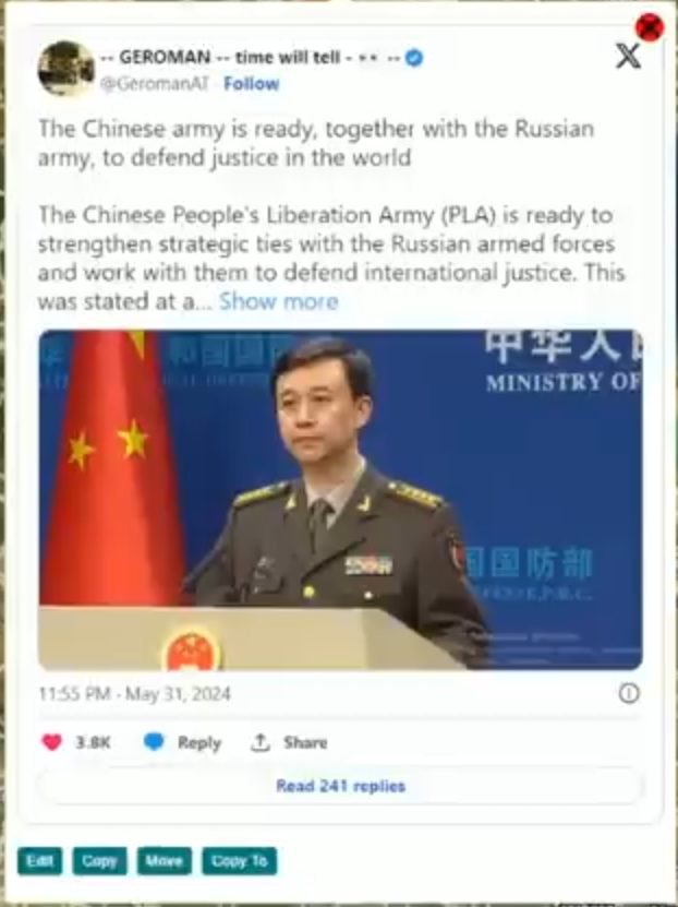 China supports Russia